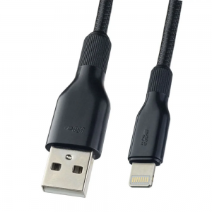 Дата-кабель для iPhone PERFEO, силикон, черный, длина 1 м. (I4318)